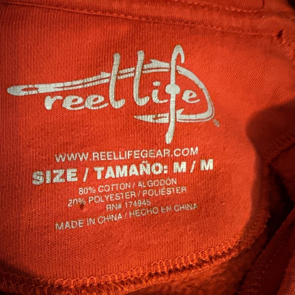 Reel Life Men's Red Hoodie Sweatshirt Size M Fisherman Outdoors Rugged Weather - Picture 5 of 13